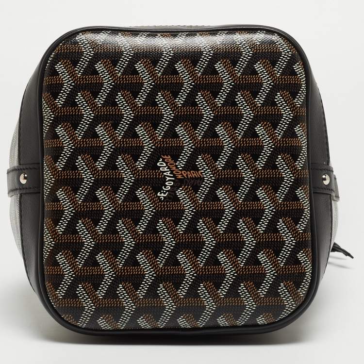 Pre Owned Goyard Black Goyardine Coated Canvas and Leather Petit Flot Bucket Bag