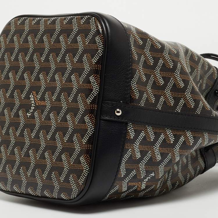 Pre Owned Goyard Black Goyardine Coated Canvas and Leather Petit Flot Bucket Bag