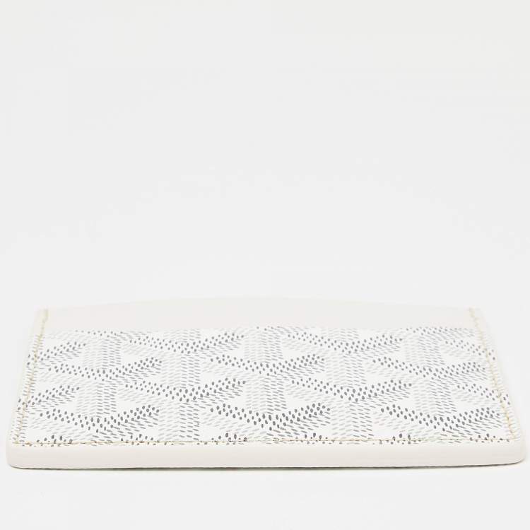 Pre Owned Goyard White Goyardine Coated Canvas and Leather Saint Sulpice Card Holder