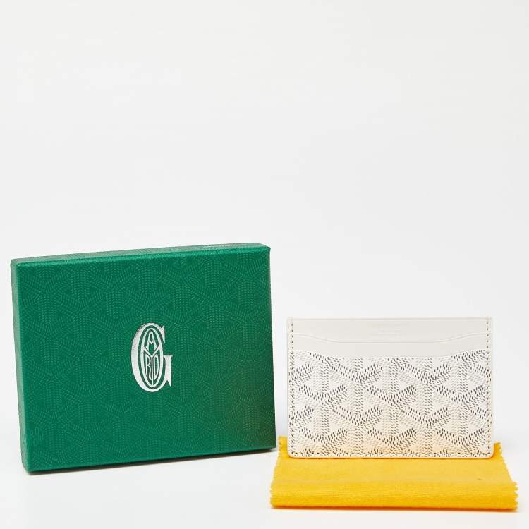 Pre Owned Goyard White Goyardine Coated Canvas and Leather Saint Sulpice Card Holder