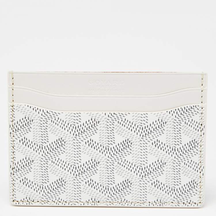 Pre Owned Goyard White Goyardine Coated Canvas and Leather Saint Sulpice Card Holder