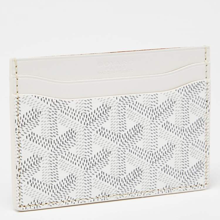 Pre Owned Goyard White Goyardine Coated Canvas and Leather Saint Sulpice Card Holder