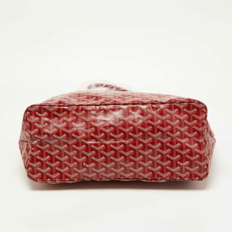 Pre Owned Goyard Red Goyardine Coated Canvas and Leather Saint Louis PM Tote