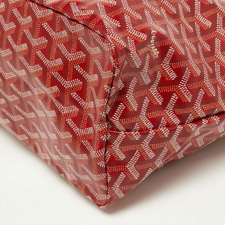Pre Owned Goyard Red Goyardine Coated Canvas and Leather Saint Louis PM Tote