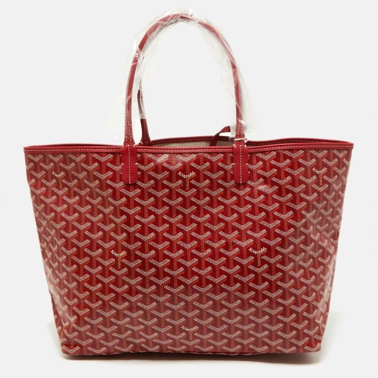 Pre Owned Goyard Red Goyardine Coated Canvas and Leather Saint Louis PM Tote