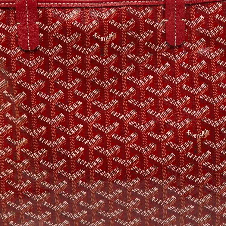 Pre Owned Goyard Red Goyardine Coated Canvas and Leather Saint Louis PM Tote