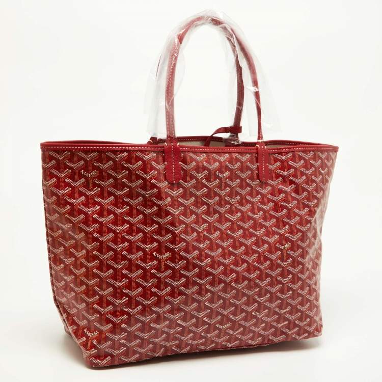 Pre Owned Goyard Red Goyardine Coated Canvas and Leather Saint Louis PM Tote