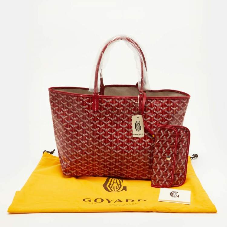 Pre Owned Goyard Red Goyardine Coated Canvas and Leather Saint Louis PM Tote