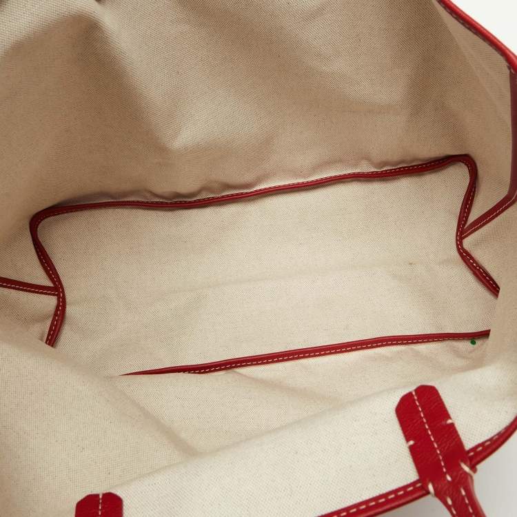 Pre Owned Goyard Red Goyardine Coated Canvas and Leather Saint Louis PM Tote