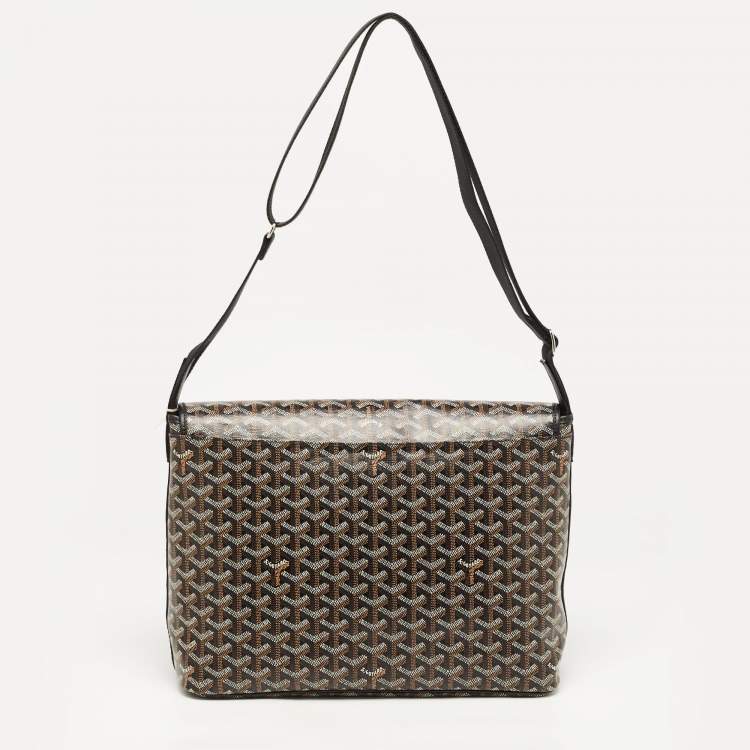 Pre Owned Goyard Black Goyardine Coated Canvas Capetien Messenger Bag