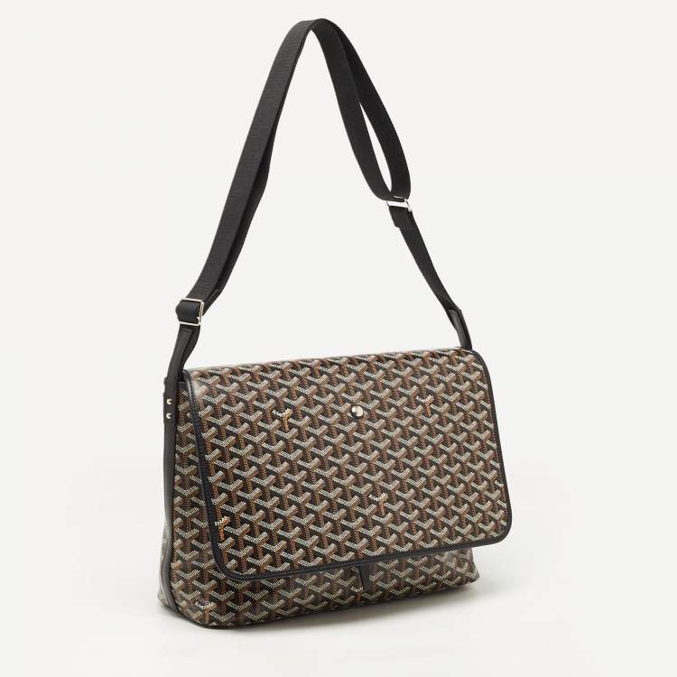 Pre Owned Goyard Black Goyardine Coated Canvas Capetien Messenger Bag