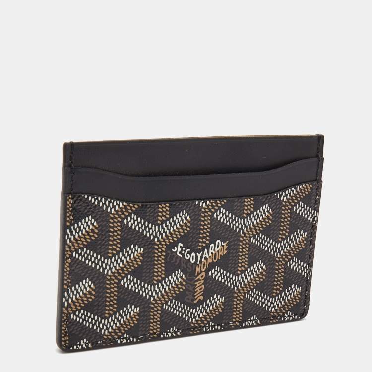 Pre Owned Goyard Black Goyardine Coated Canvas and Leather Saint Sulpice Card Holder