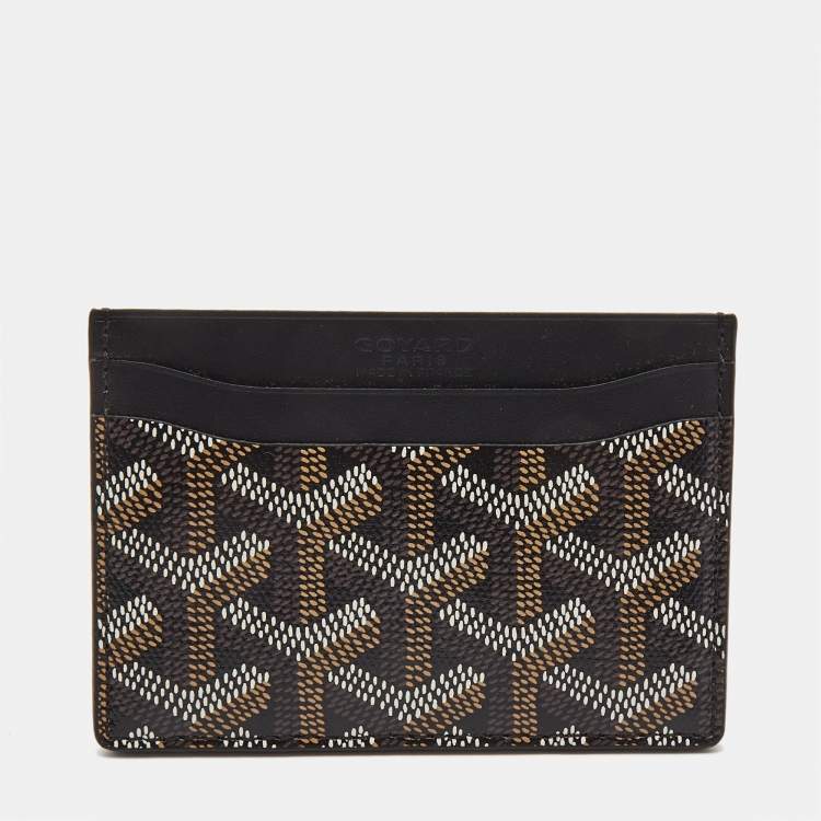 Pre Owned Goyard Black Goyardine Coated Canvas and Leather Saint Sulpice Card Holder