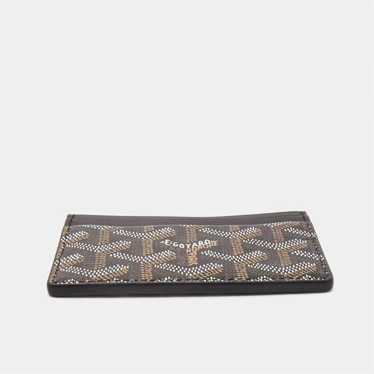 Pre Owned Goyard Black Goyardine Coated Canvas and Leather Saint Sulpice Card Holder