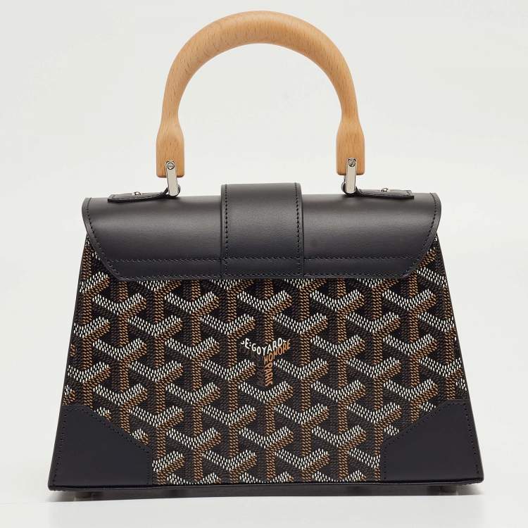 Pre Owned Goyard Black Goyardine Coated Canvas & Leather Limited Edition Customized Heart Mini Saigon Top Handle Bag