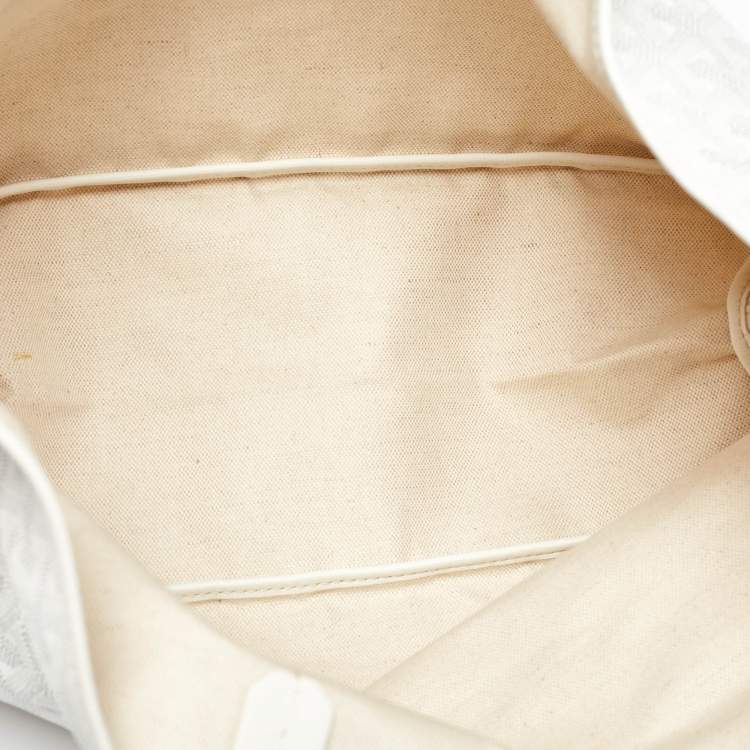 Pre Owned Goyard White Goyardine Canvas and Leather Saint Louis PM Tote