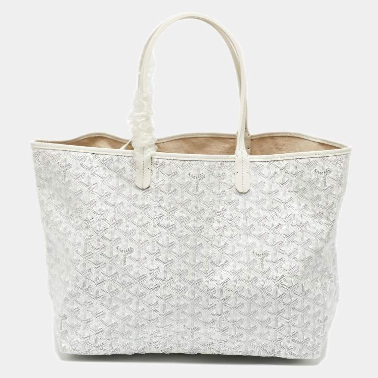 Pre Owned Goyard White Goyardine Canvas and Leather Saint Louis PM Tote