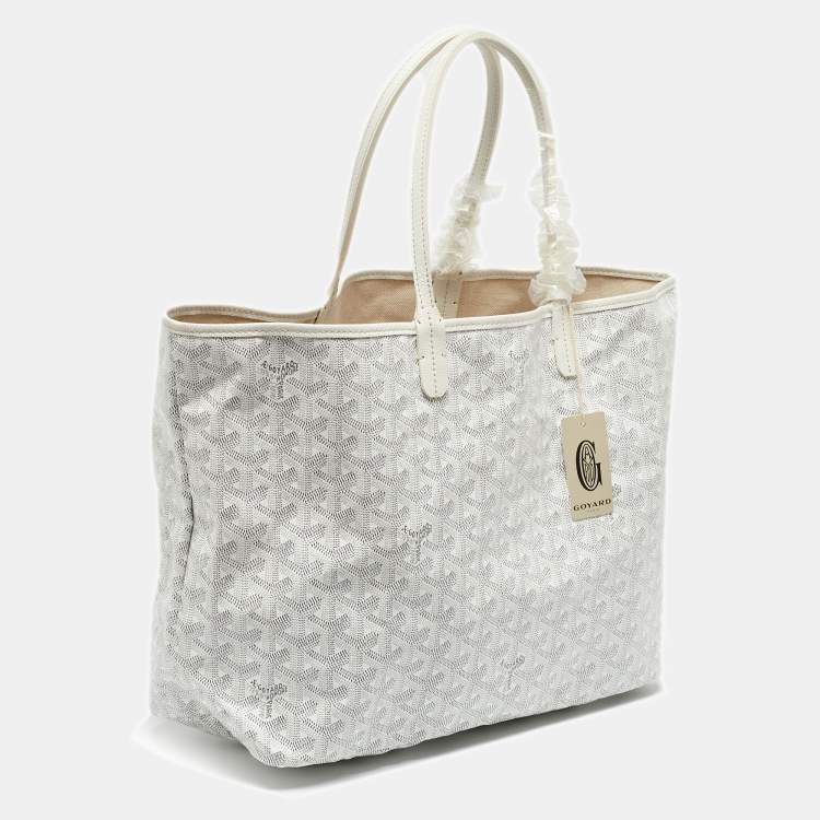 Pre Owned Goyard White Goyardine Canvas and Leather Saint Louis PM Tote
