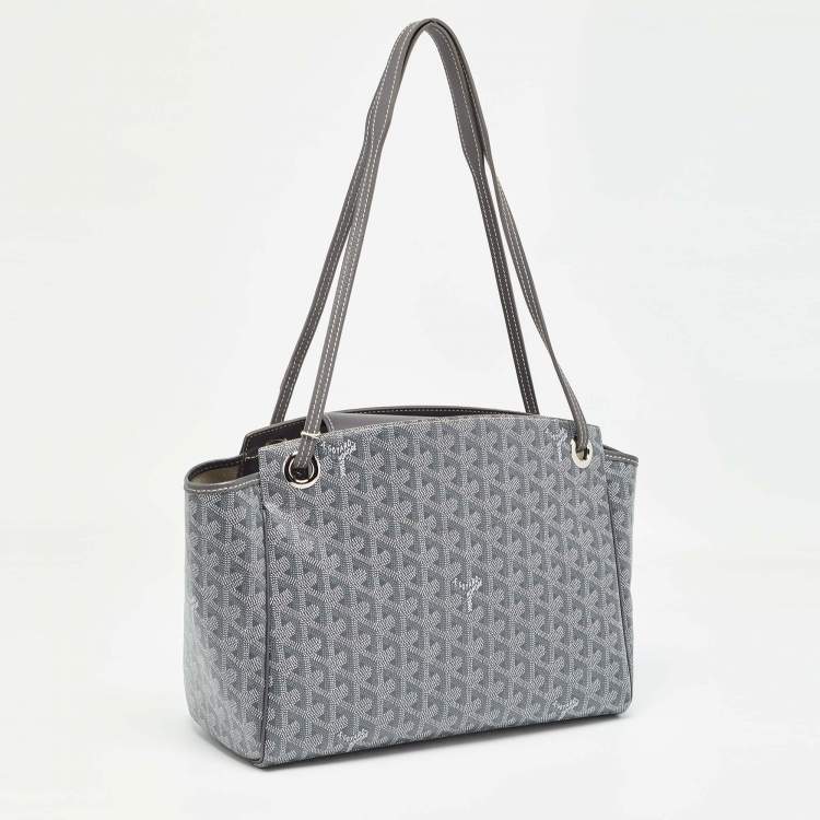 Pre Owned Goyard Grey Goyardine Coated Canvas and Leather Goyard Rouette PM Bag