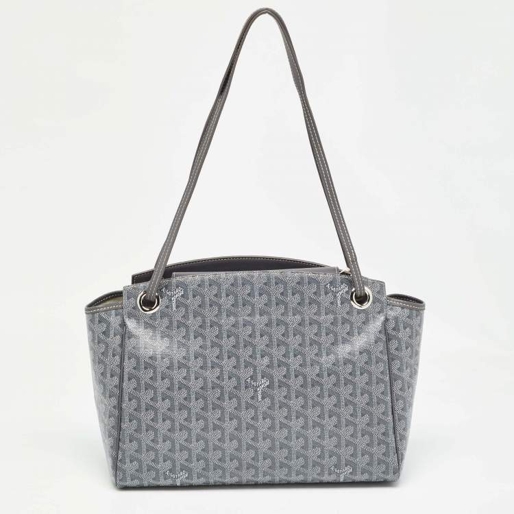 Pre Owned Goyard Grey Goyardine Coated Canvas and Leather Goyard Rouette PM Bag
