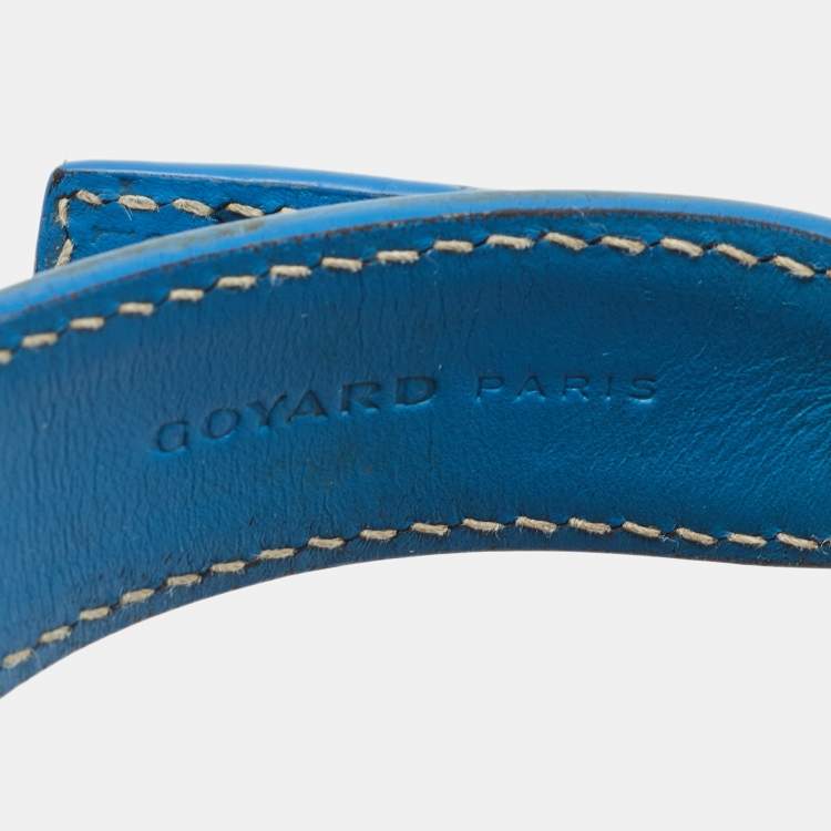 Pre Owned Goyard Blue Goyardine Coated Canvas and Leather Dog Collar 