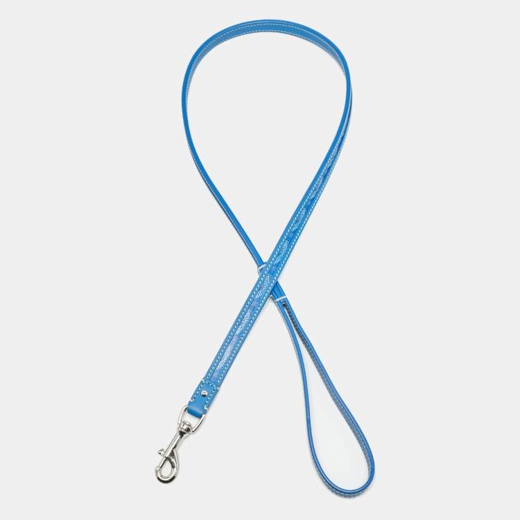 Pre Owned Goyard Blue Goyardine Coated Canvas and Leather Edmond Dog Leash