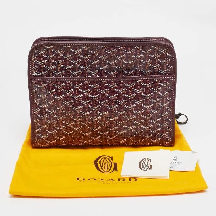 Pre Owned Goyard Burgundy Goyardine Coated Canvas Jouvence GM Toiletry Bag