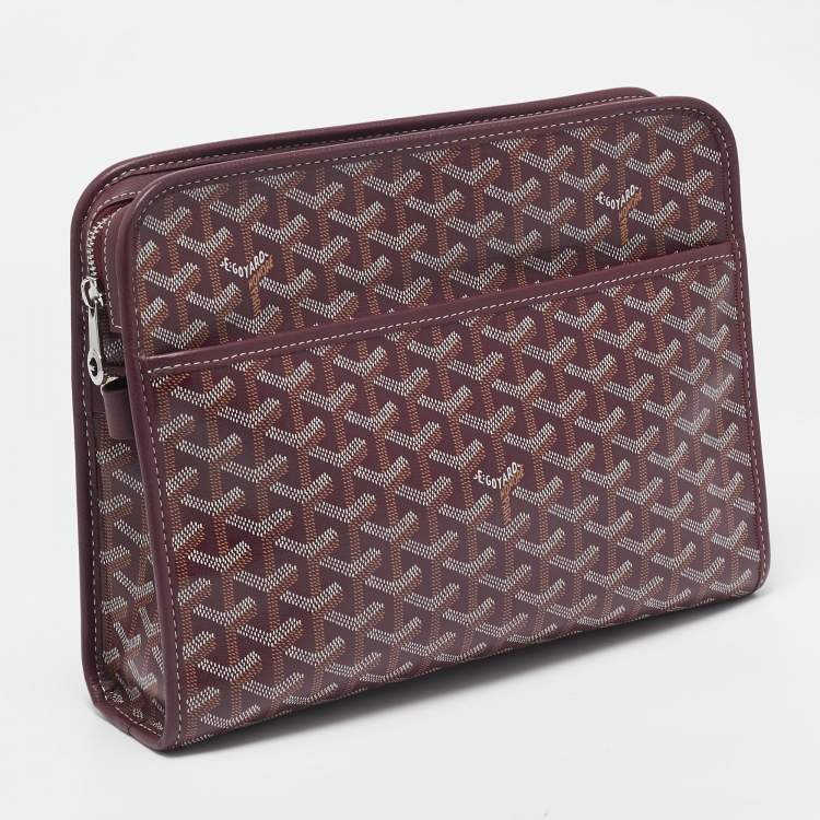 Pre Owned Goyard Burgundy Goyardine Coated Canvas Jouvence GM Toiletry Bag