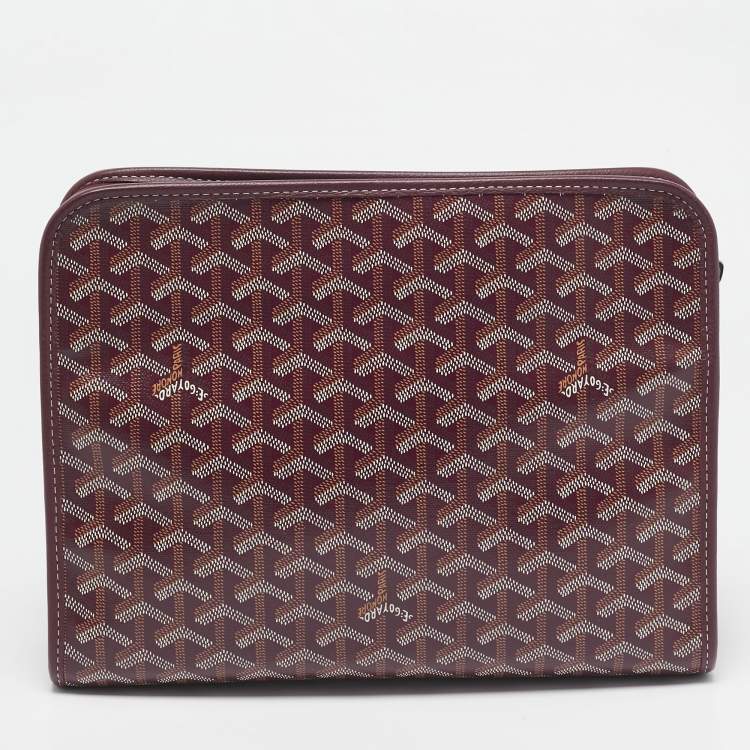 Pre Owned Goyard Burgundy Goyardine Coated Canvas Jouvence GM Toiletry Bag