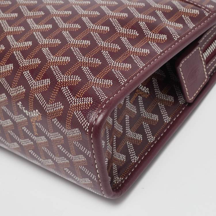 Pre Owned Goyard Burgundy Goyardine Coated Canvas Jouvence GM Toiletry Bag