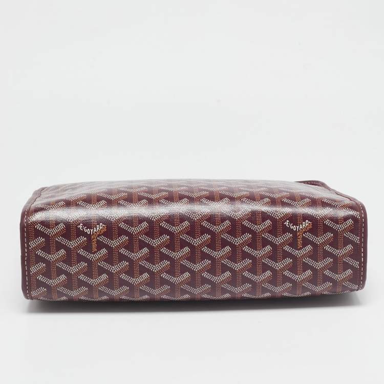 Pre Owned Goyard Burgundy Goyardine Coated Canvas Jouvence GM Toiletry Bag