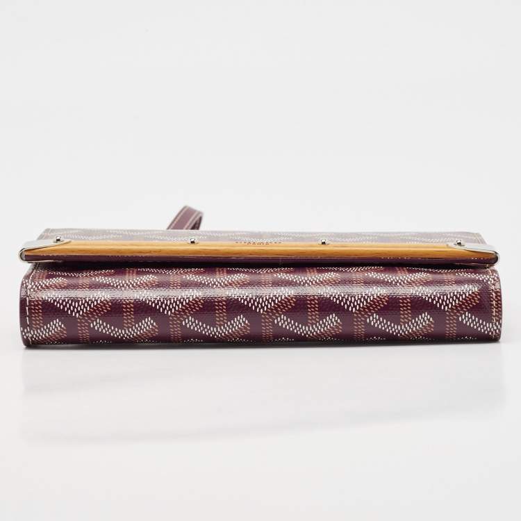 Pre Owned Goyard Burgundy Goyardine Coated Canvas and Leather Mini Monte Carlo Phone Case