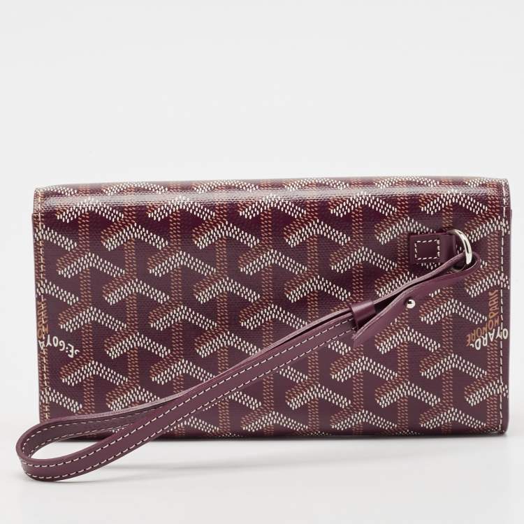 Pre Owned Goyard Burgundy Goyardine Coated Canvas and Leather Mini Monte Carlo Phone Case