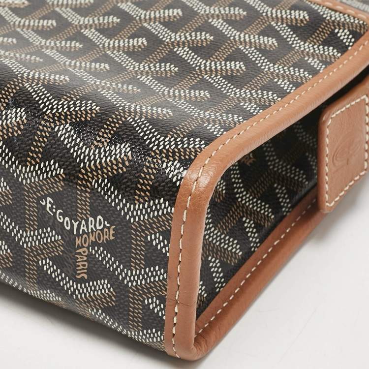 Pre Owned Goyard Brown Goyardine Coated Canvas and Leather Jouvence MM Toiletry Pouch