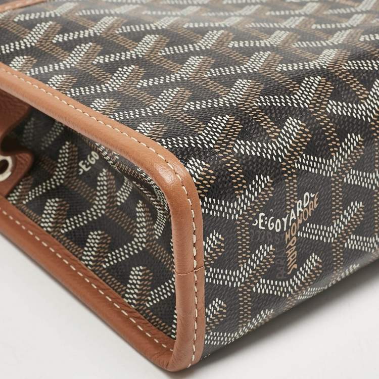 Pre Owned Goyard Brown Goyardine Coated Canvas and Leather Jouvence MM Toiletry Pouch
