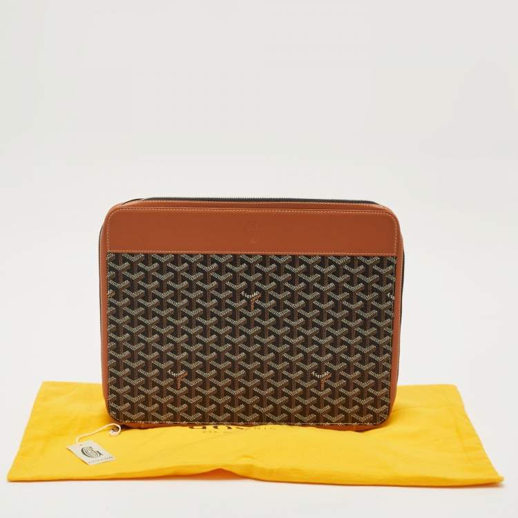 Pre Owned Goyard Brown Goyardine Coated Canvas and Leather Document Case