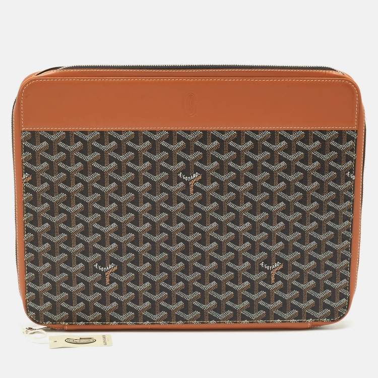 Pre Owned Goyard Brown Goyardine Coated Canvas and Leather Document Case