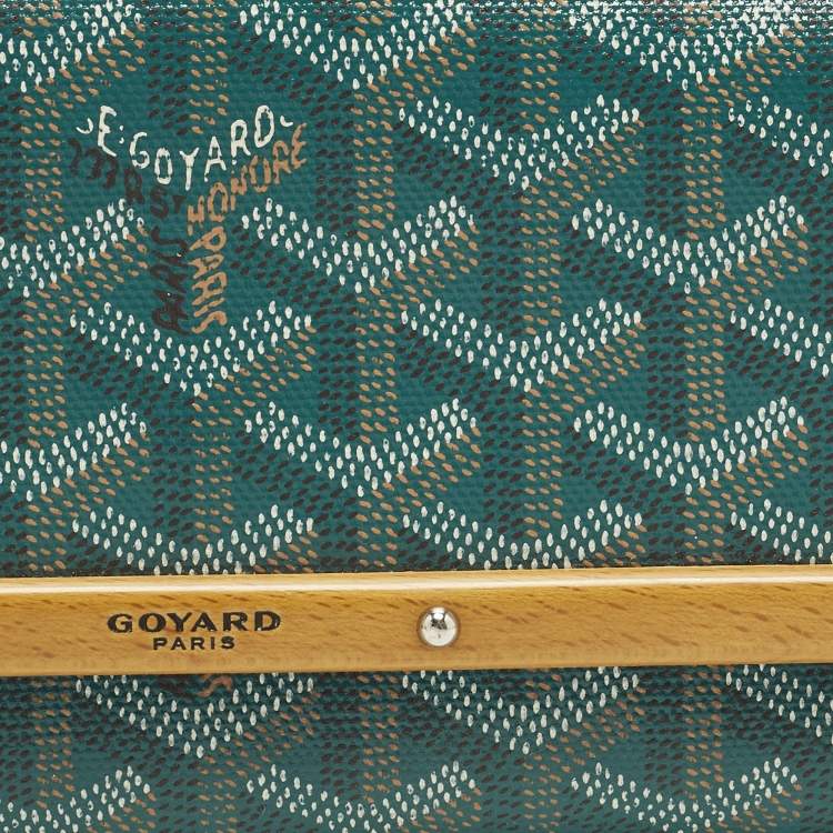 Pre Owned Goyard Monte Carlo Mini Phone Case Green Goyardine Coated Canvas and Leather  