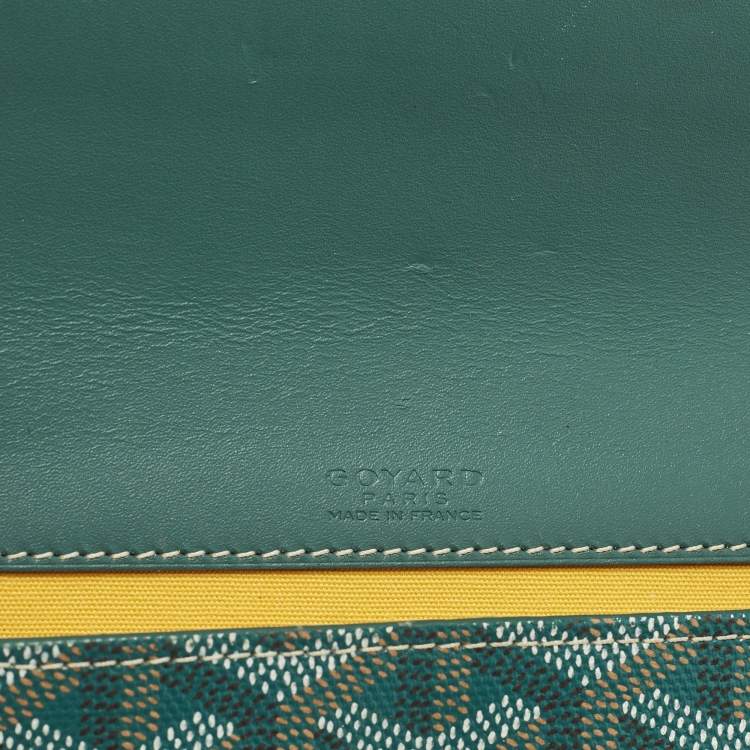 Pre Owned Goyard Monte Carlo Mini Phone Case Green Goyardine Coated Canvas and Leather  
