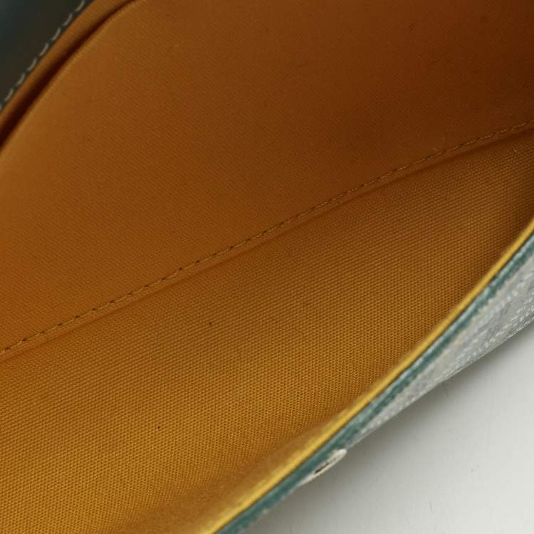 Pre Owned Goyard Monte Carlo Mini Phone Case Green Goyardine Coated Canvas and Leather  