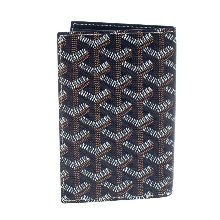 Pre Owned Goyard Blue Goyardine Coated Canvas Grenelle Passport Holder