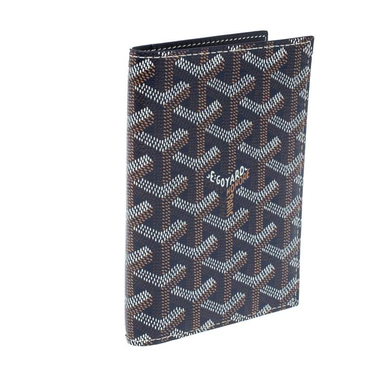 Pre Owned Goyard Blue Goyardine Coated Canvas Grenelle Passport Holder