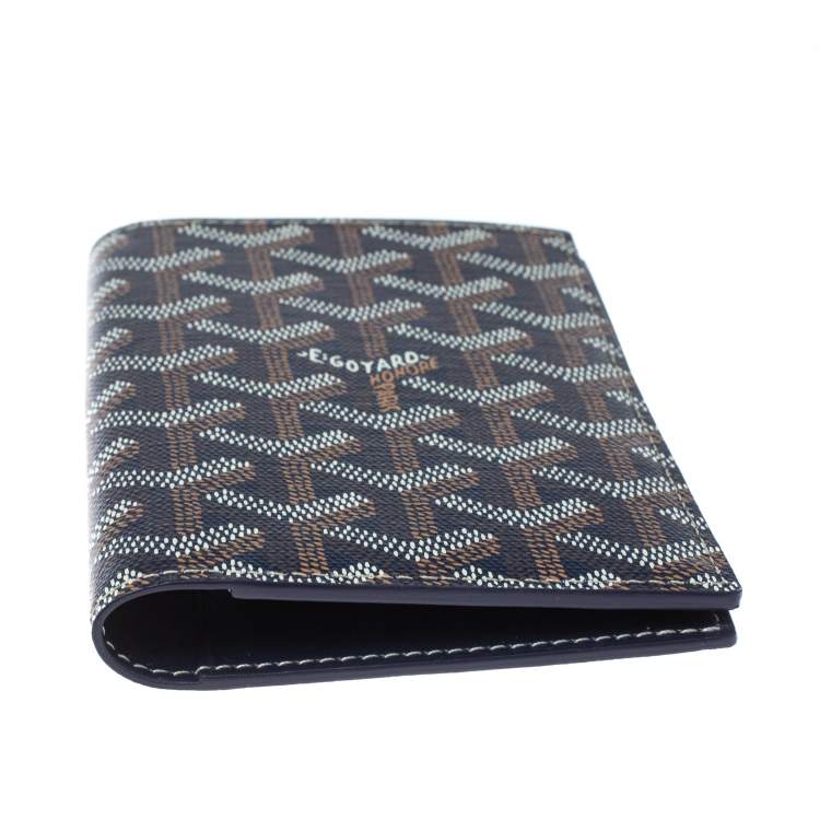 Pre Owned Goyard Blue Goyardine Coated Canvas Grenelle Passport Holder