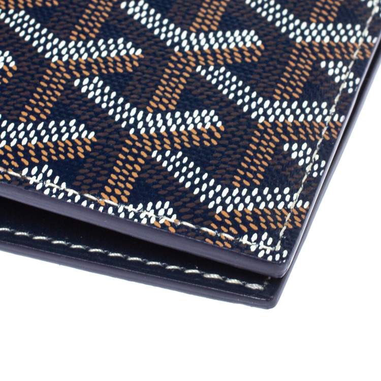 Pre Owned Goyard Blue Goyardine Coated Canvas Grenelle Passport Holder