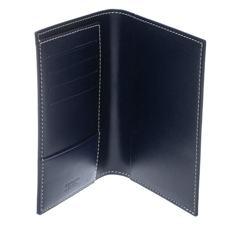 Pre Owned Goyard Blue Goyardine Coated Canvas Grenelle Passport Holder