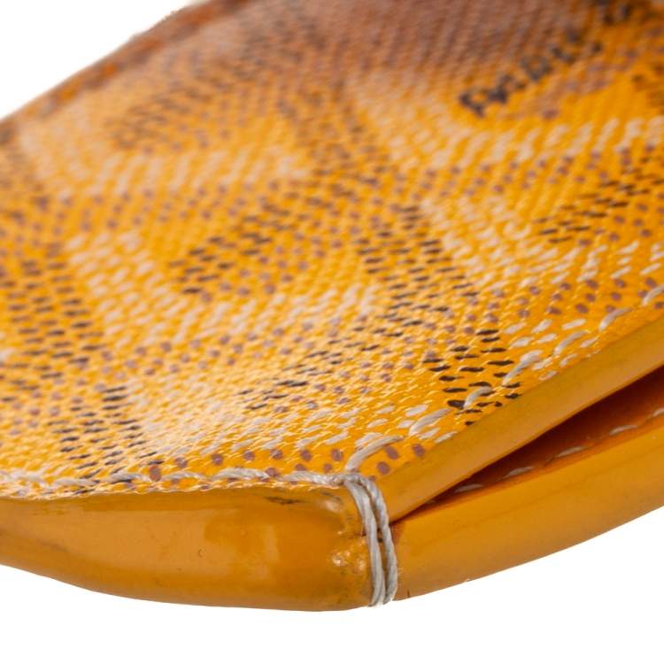 Pre Owned Goyard Mustard Yellow Coated Canvas And Leather Portier GM Key Pouch