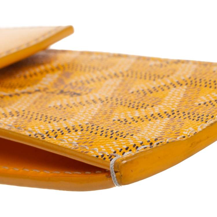 Pre Owned Goyard Mustard Yellow Coated Canvas And Leather Portier GM Key Pouch