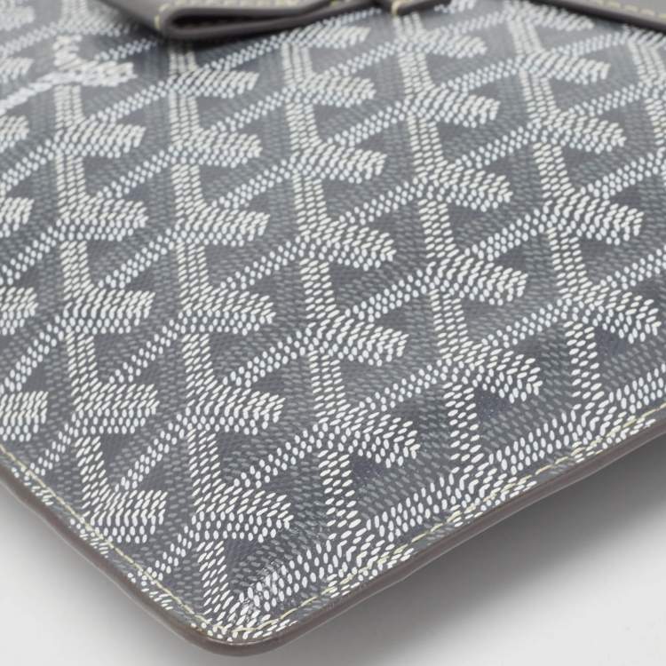 Pre Owned Goyard Grey Goyardine Coated Canvas Camondo Horizontal MM Clutch