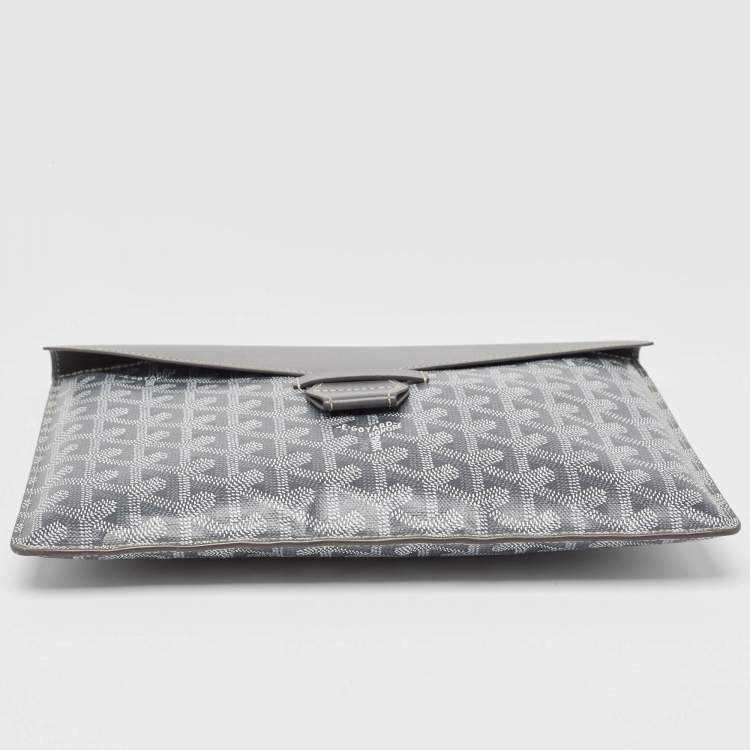 Pre Owned Goyard Grey Goyardine Coated Canvas Camondo Horizontal MM Clutch