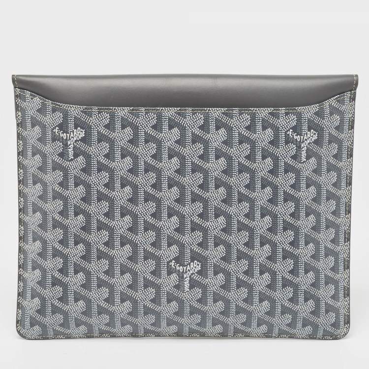 Pre Owned Goyard Grey Goyardine Coated Canvas Camondo Horizontal MM Clutch